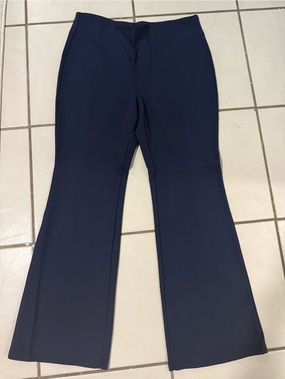 Halara Women's Navy Flare/straight dress Pants Sz L stretchy soft fabric